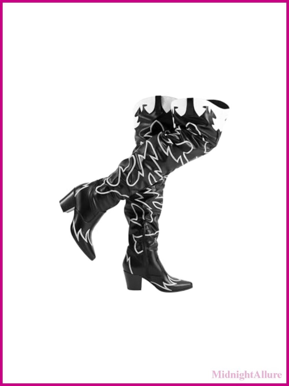 Women's Over The Knee Cowboy Boots Faux Leather Slouchy Heeled Pointed Toe